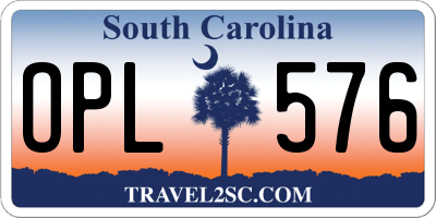 SC license plate OPL576