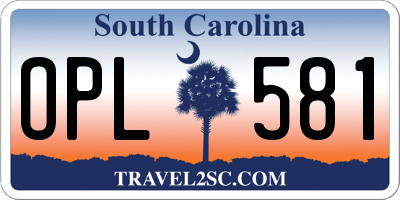 SC license plate OPL581