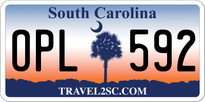 SC license plate OPL592