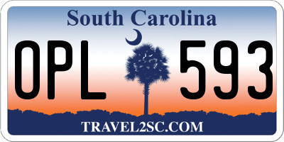 SC license plate OPL593