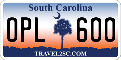 SC license plate OPL600