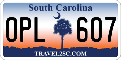 SC license plate OPL607