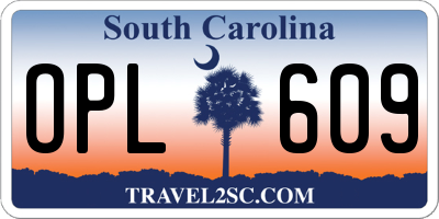 SC license plate OPL609