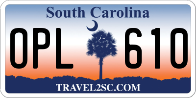 SC license plate OPL610