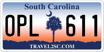 SC license plate OPL611