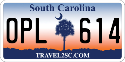 SC license plate OPL614