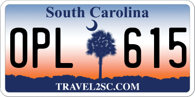 SC license plate OPL615