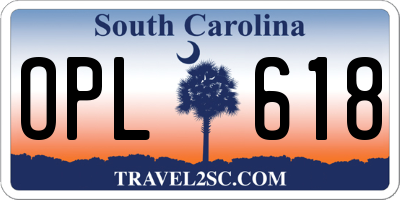 SC license plate OPL618