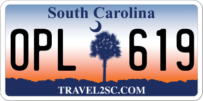 SC license plate OPL619
