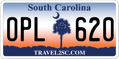 SC license plate OPL620