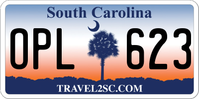 SC license plate OPL623