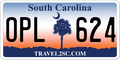 SC license plate OPL624