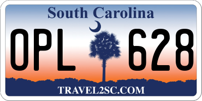 SC license plate OPL628