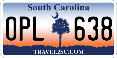 SC license plate OPL638