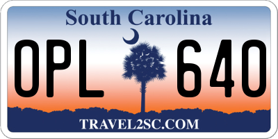 SC license plate OPL640
