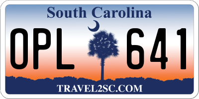 SC license plate OPL641