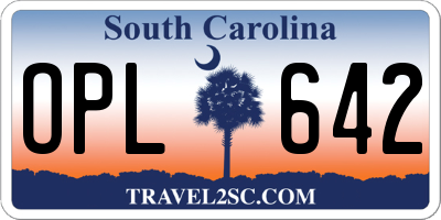 SC license plate OPL642