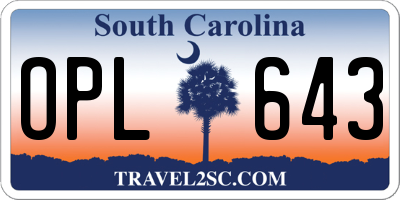 SC license plate OPL643