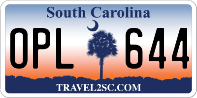 SC license plate OPL644