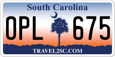 SC license plate OPL675