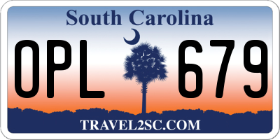 SC license plate OPL679