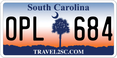 SC license plate OPL684