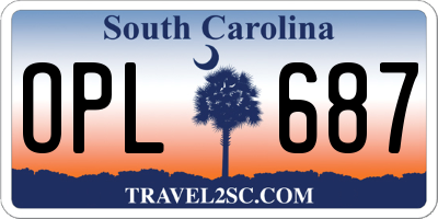SC license plate OPL687