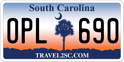 SC license plate OPL690