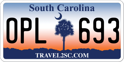SC license plate OPL693