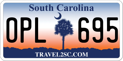 SC license plate OPL695