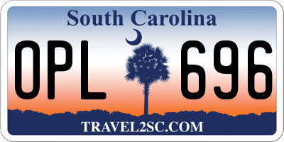 SC license plate OPL696
