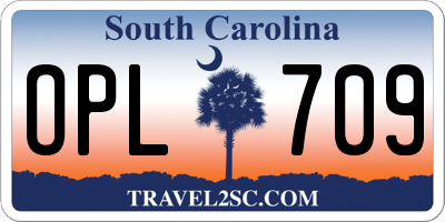 SC license plate OPL709