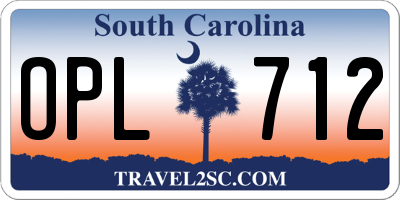 SC license plate OPL712