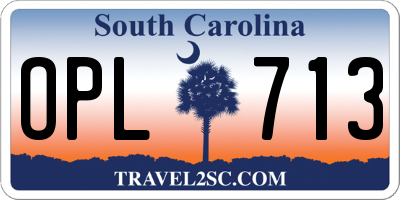 SC license plate OPL713