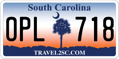 SC license plate OPL718