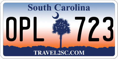 SC license plate OPL723
