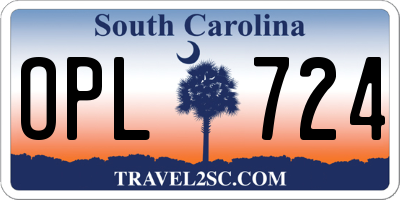 SC license plate OPL724