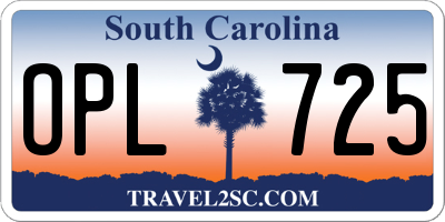 SC license plate OPL725