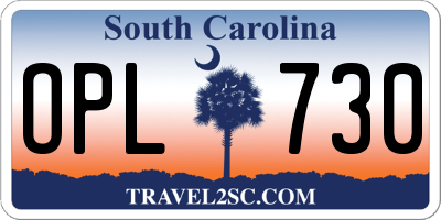 SC license plate OPL730