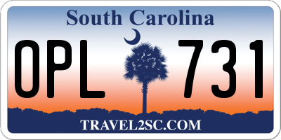 SC license plate OPL731