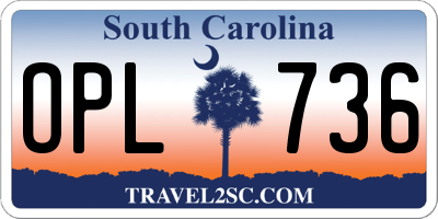 SC license plate OPL736