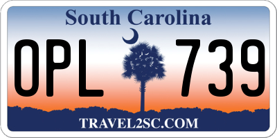 SC license plate OPL739
