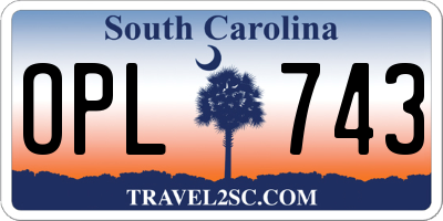 SC license plate OPL743