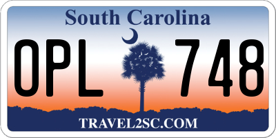 SC license plate OPL748
