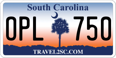 SC license plate OPL750