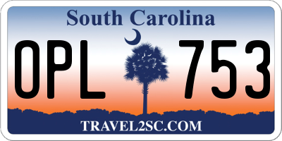 SC license plate OPL753