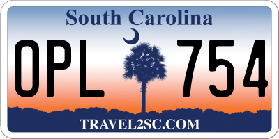 SC license plate OPL754