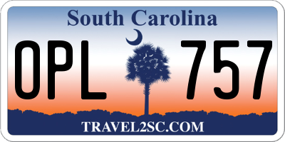SC license plate OPL757
