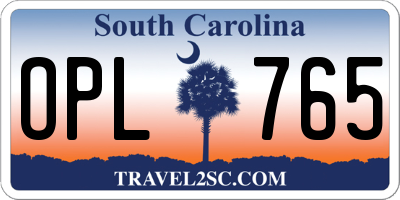 SC license plate OPL765