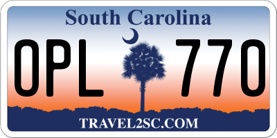 SC license plate OPL770